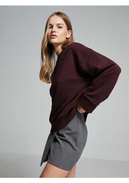 Yeni Sezon Bisiklet Yaka Oversize Kadın Sweatshirt