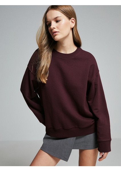 Yeni Sezon Bisiklet Yaka Oversize Kadın Sweatshirt fırsatları