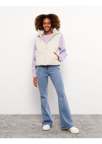 Yeni Sezon Kadın Kapüşonlu Düz Şişme Yelek