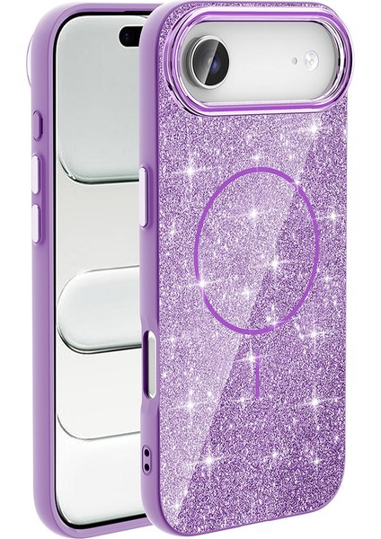 Iphone 17 Air Uyumlu Kılıf Magsafe Destekli Parıltılı Simli Işıltlı Kamera Korumalı Kapak