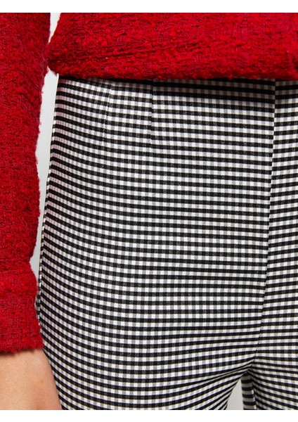 Yeni Sezon Normal Bel Dar Fit Ekose Kadın Pantolon modelleri