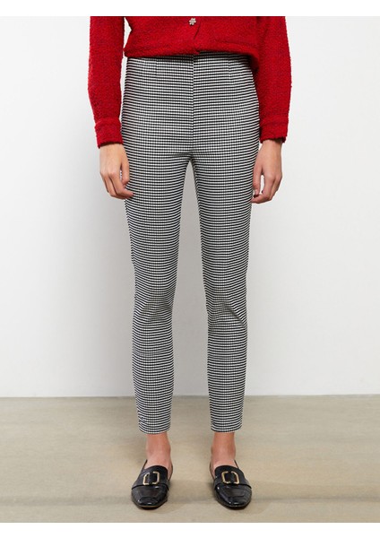 Yeni Sezon Normal Bel Dar Fit Ekose Kadın Pantolon fırsatları