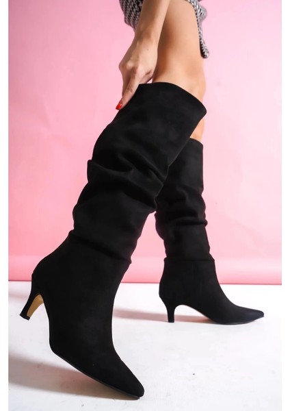 Lvsqvr Zelya Siyah Süet Topuklu Çizme (Numara: 36) fiyatları