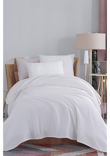 Junior Pike Örtüsü 140X230 cm %100 Pamuklu Petek Dokuma Kumaş Beyaz