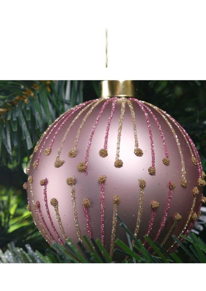 Çizgili Pembe Yılbaşı Süsü 8 cm fiyatları