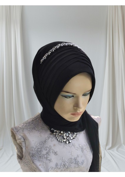 Aksesuar Dahil Simsiz Siyah Tek Tek Hazır Duvak Hazır Şal Hazır Türban modelleri