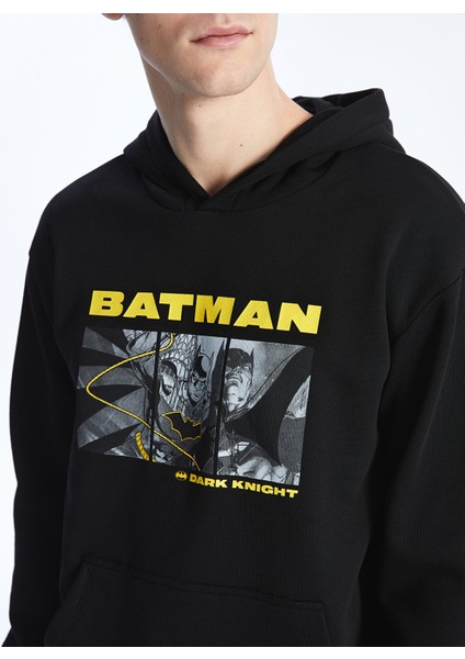 Yeni Sezon Uzun Kollu Batman Baskılı Erkek Kalın Hoodie fırsatları