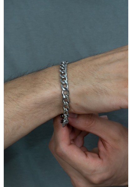 Kişiye Özel Harfli Kalın Gurmet Zincir Unisex Çelik Bileklik Sevgiliye Eşe Hediye ECK18H indirimleri