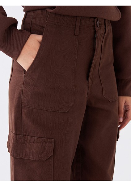 Yeni Sezon Standart Fit Gabardin Kadın Kargo Pantolon fırsatları