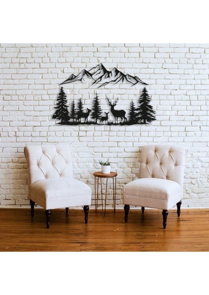 Dağ Manzaralı Geyik Metal Duvar Dekoru – Doğa Temalı Modern Ev Dekorasyonu fiyatları