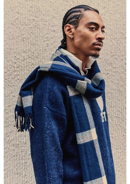 Erkek Desenli Oversize Triko Kazak Lacivert indirimleri