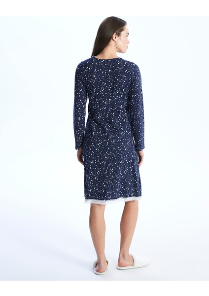 Yeni Sezon Kruvaze Yaka Desenli Uzun Kollu Hamile Gecelik indirimleri