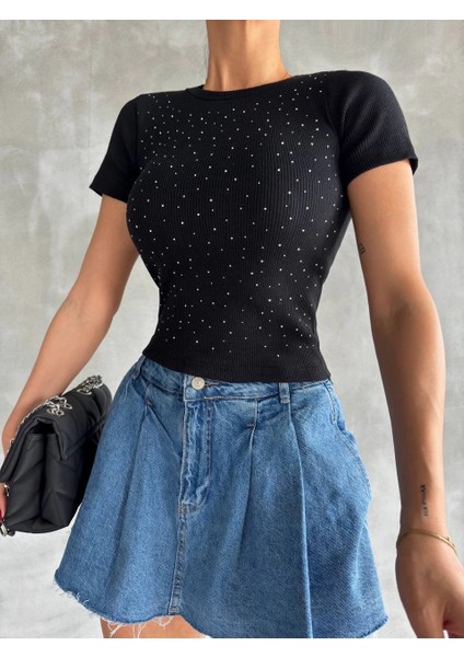 Lvsqvr Taş Baskılı Kaş Korse Bluz Siyah (Beden: Standart) fırsatları