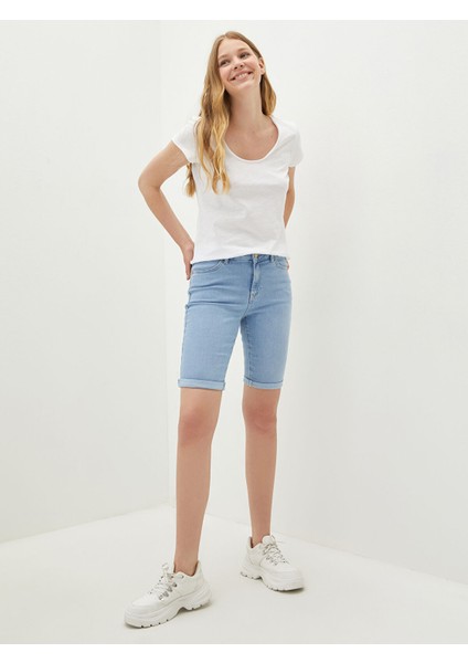 Yeni Sezon Cep Detaylı Kadın Rodeo Jean Şort