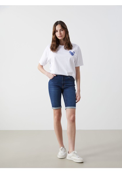 Yeni Sezon Bermuda Fit Kadın Jean Şort
