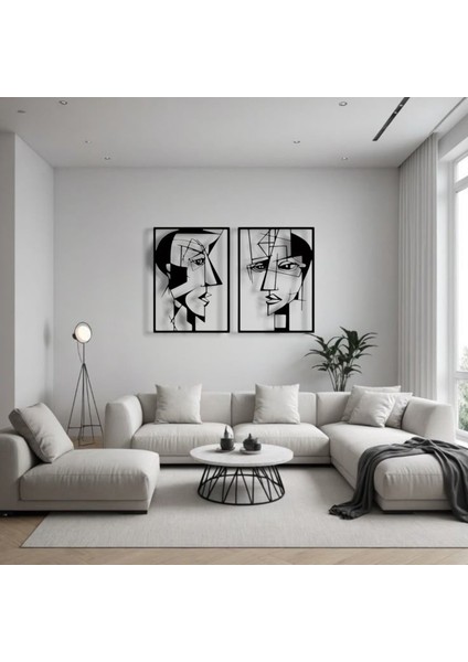 Metal Yüz Figürü Duvar Dekoru 2’li Set – Modern Soyut Sanat Ev Aksesuarı fiyatları