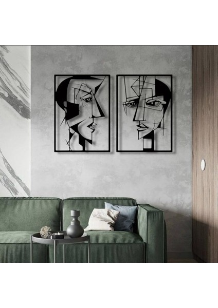 Metal Yüz Figürü Duvar Dekoru 2’li Set – Modern Soyut Sanat Ev Aksesuarı fırsatları