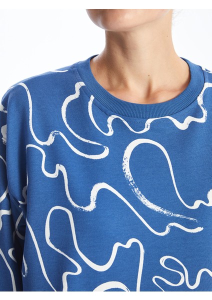 Yeni Sezon Bisiklet Yaka Desenli Kadın Sweatshirt modelleri