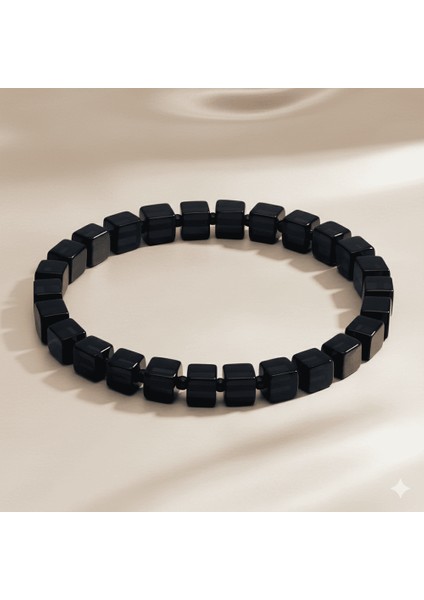 Lacivert Renk Küp Kesim Doğal Damla Kehribar Erkek Bileklik indirimleri