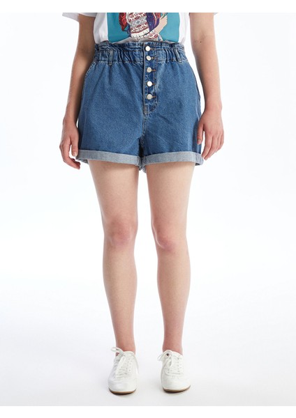 Yeni Sezon Kadın Beli Lastikli Düz Jean Şort fiyatları