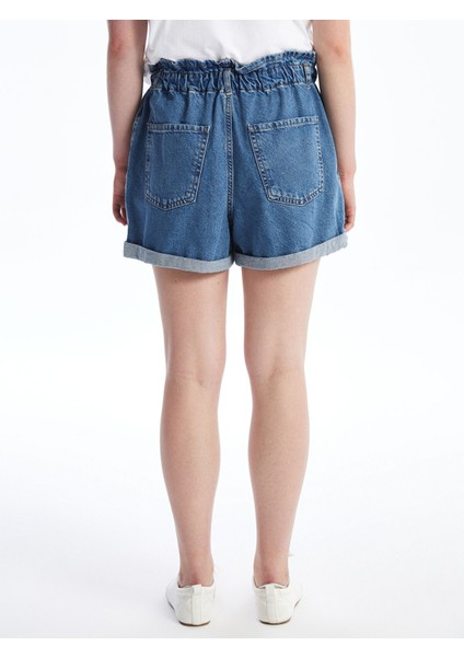 Yeni Sezon Kadın Beli Lastikli Düz Jean Şort fırsatları