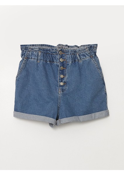 Yeni Sezon Kadın Beli Lastikli Düz Jean Şort indirimleri