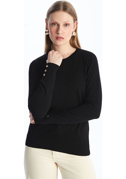 Yeni Sezon Bisiklet Yaka Düz Uzun Kollu Kadın Triko Kazak