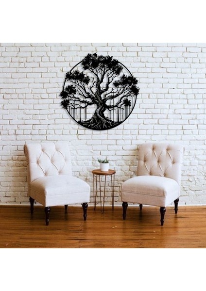 Hayat Ağacı Metal Duvar Dekoru – Yuvarlak Doğa Temalı Modern Ev Ofis Sanat Tablosu fiyatları