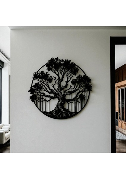 Hayat Ağacı Metal Duvar Dekoru – Yuvarlak Doğa Temalı Modern Ev Ofis Sanat Tablosu fırsatları