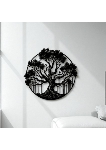 Hayat Ağacı Metal Duvar Dekoru – Yuvarlak Doğa Temalı Modern Ev Ofis Sanat Tablosu indirimleri