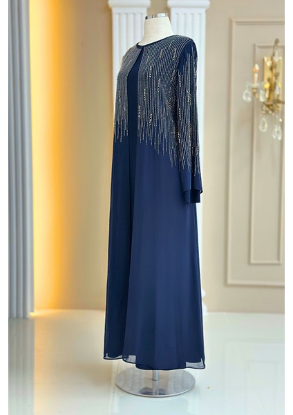 Deren Abiye Elbise Lacivert modelleri