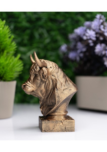 Boğa Büst Heykel – El Yapımı Dekoratif Figür 12CM – Masa Üstü Biblo modelleri