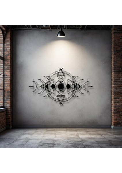 Ay Döngüsü Sembollü Metal Duvar Dekoru – Spiritüel ve Geometrik Tasarım