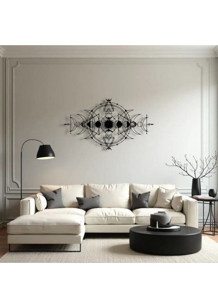 Ay Döngüsü Sembollü Metal Duvar Dekoru – Spiritüel ve Geometrik Tasarım indirimleri