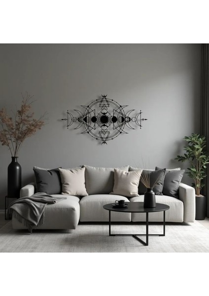 Ay Döngüsü Sembollü Metal Duvar Dekoru – Spiritüel ve Geometrik Tasarım