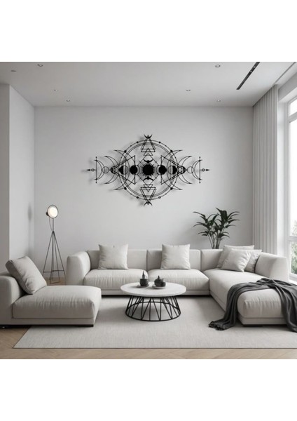 Ay Döngüsü Sembollü Metal Duvar Dekoru – Spiritüel ve Geometrik Tasarım