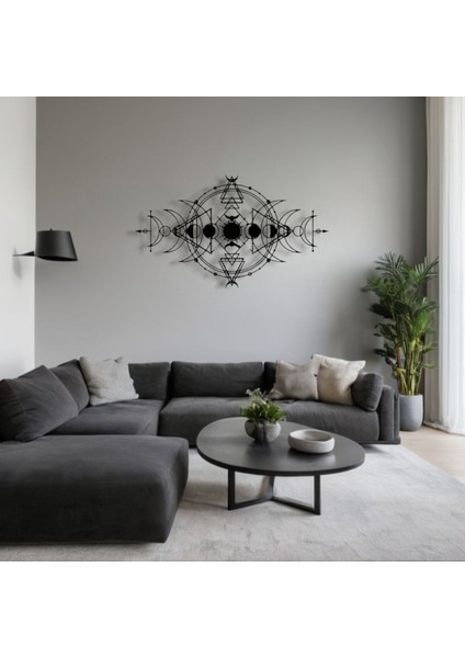 Ay Döngüsü Sembollü Metal Duvar Dekoru – Spiritüel ve Geometrik Tasarım