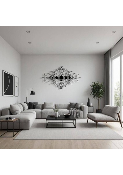 Ay Döngüsü Sembollü Metal Duvar Dekoru – Spiritüel ve Geometrik Tasarım