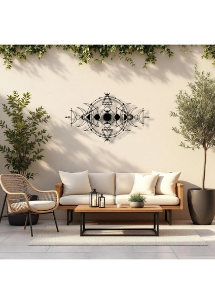 Ay Döngüsü Sembollü Metal Duvar Dekoru – Spiritüel ve Geometrik Tasarım