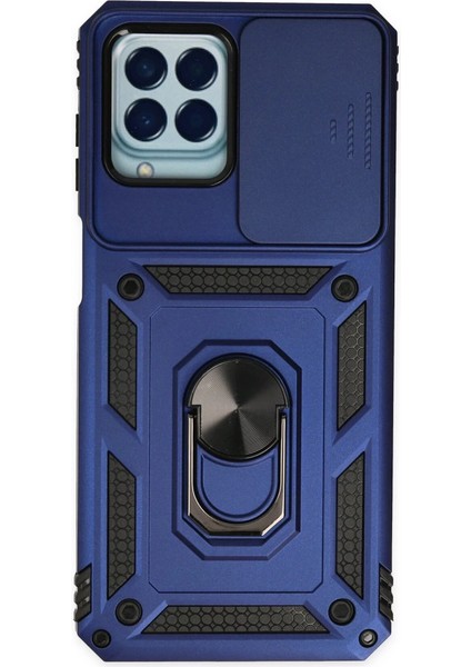 Samsung Galaxy M33 Kılıf Pars Lens Yüzüklü Silikon - Lacivert