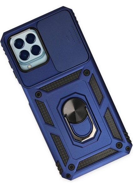 Samsung Galaxy M33 Kılıf Pars Lens Yüzüklü Silikon - Lacivert modelleri