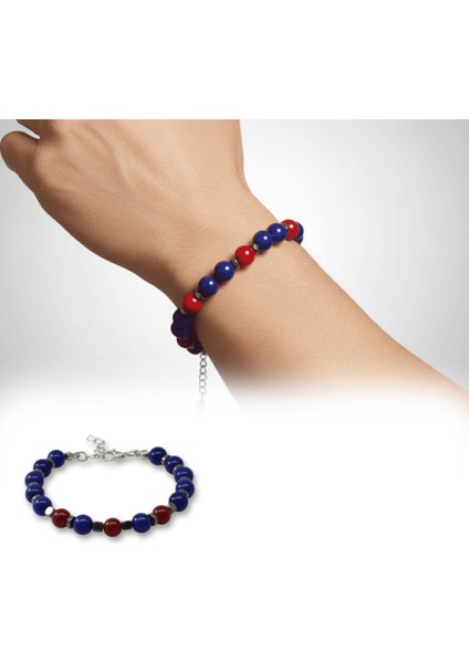 Gümüş Renk Kararmaz Metal Zincir Küre Kesim Bordo Mavi Jade Hematit Doğaltaş Erkek Taraftar Bileklik fiyatları