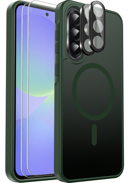 Samsung Galaxy A26 Uyumlu Kamera Lens+Ekran Koruyucu Magsafe Şarj Destekli Iz Tutmaz Mat Kapak