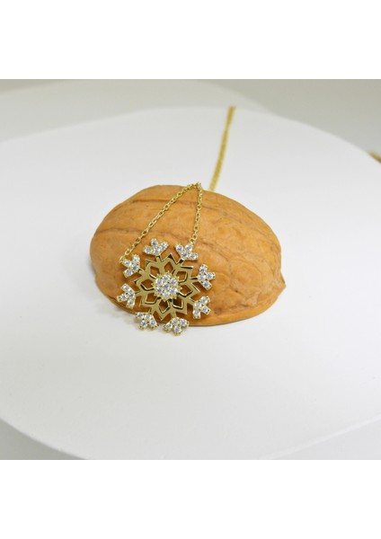 14 Ayar Altın Minik Kar Tanesi Kolye fırsatları