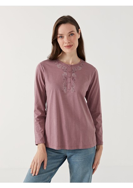 Yeni Sezon Bisiklet Yaka Çiçekli Kadın Bluz