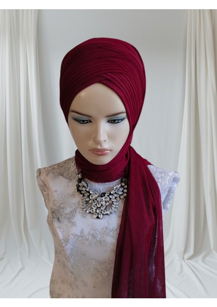 Bordo Sevda Model Hazır Türban Hazır Şal Abiye Şal fırsatları