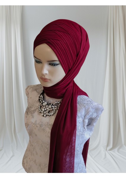Bordo Sevda Model Hazır Türban Hazır Şal Abiye Şal indirimleri