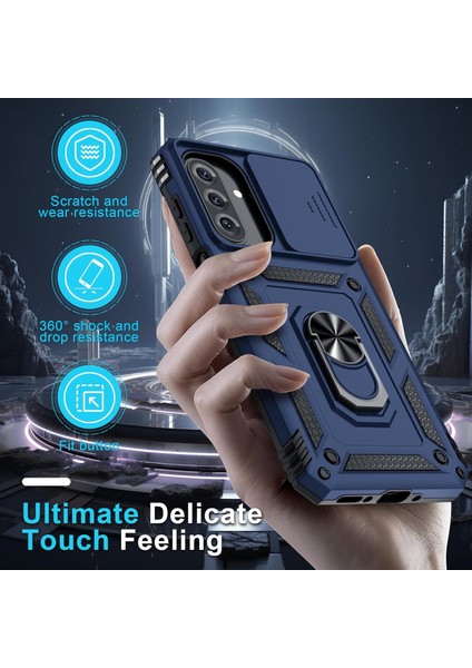 Samsung Galaxy A17 Yumlu Ekran Koruyuculu Kılıf Sürgülü Yüzüklü Standlı Darbe Emici Tank Kapak