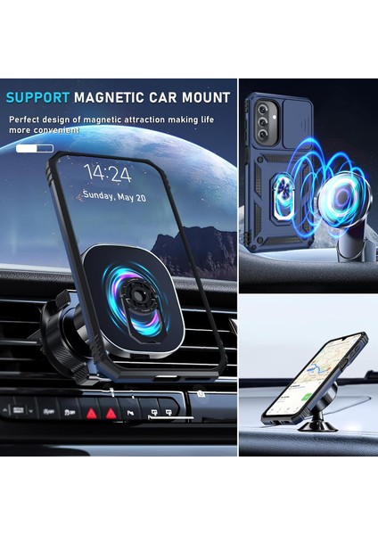 Samsung Galaxy A17 Yumlu Ekran Koruyuculu Kılıf Sürgülü Yüzüklü Standlı Darbe Emici Tank Kapak