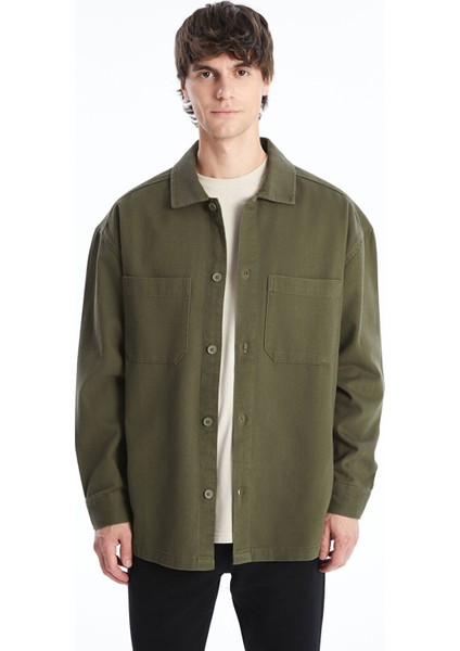 Yeni Sezon Rahat Kalıp Uzun Kollu Gabardin Erkek Gömlek Ceket